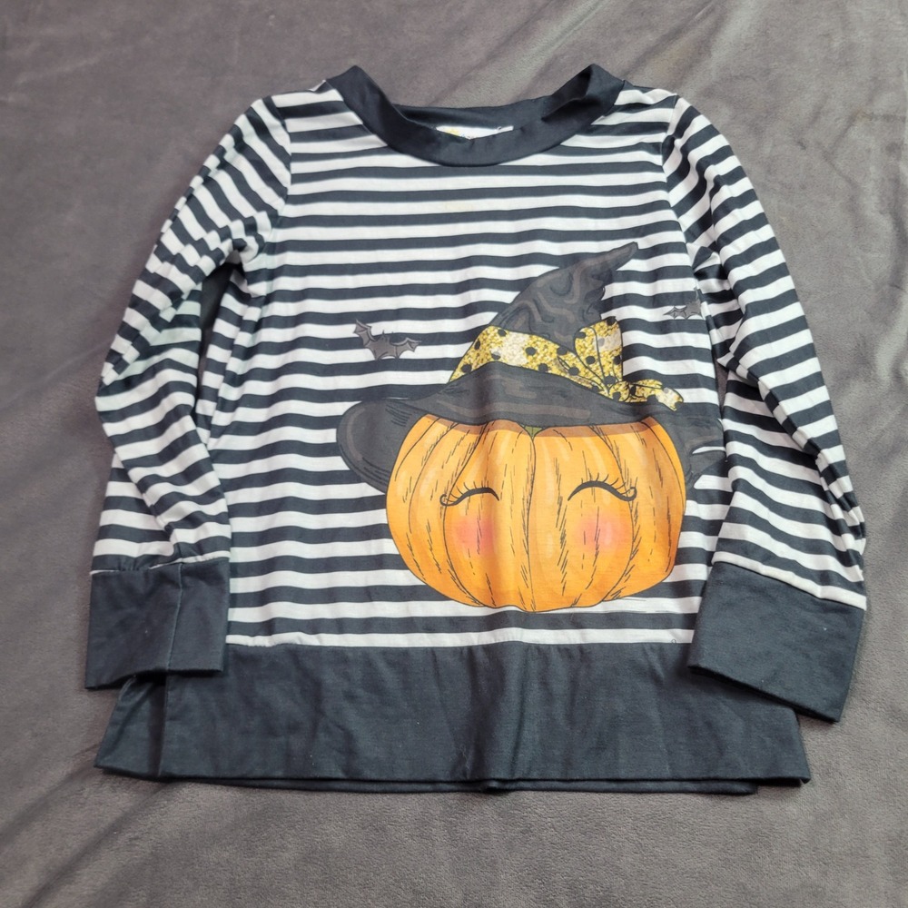 Sunshine Swing Kids Halloween Pumpkin Witch Hat Striped Long Sleeve Top‎ Size 6